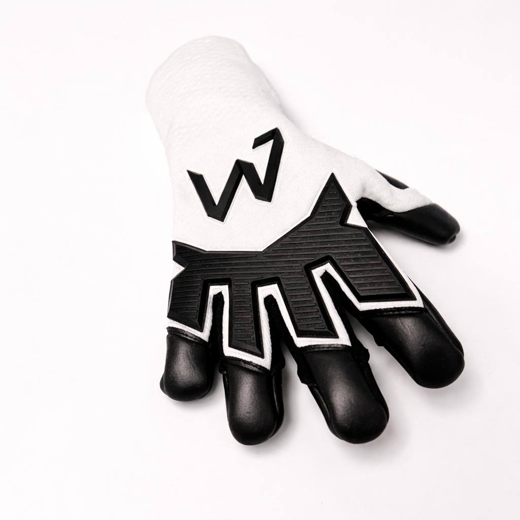 AM Polar G.G goalkeeper gloves black white palm front view negative cut – AM Gloves