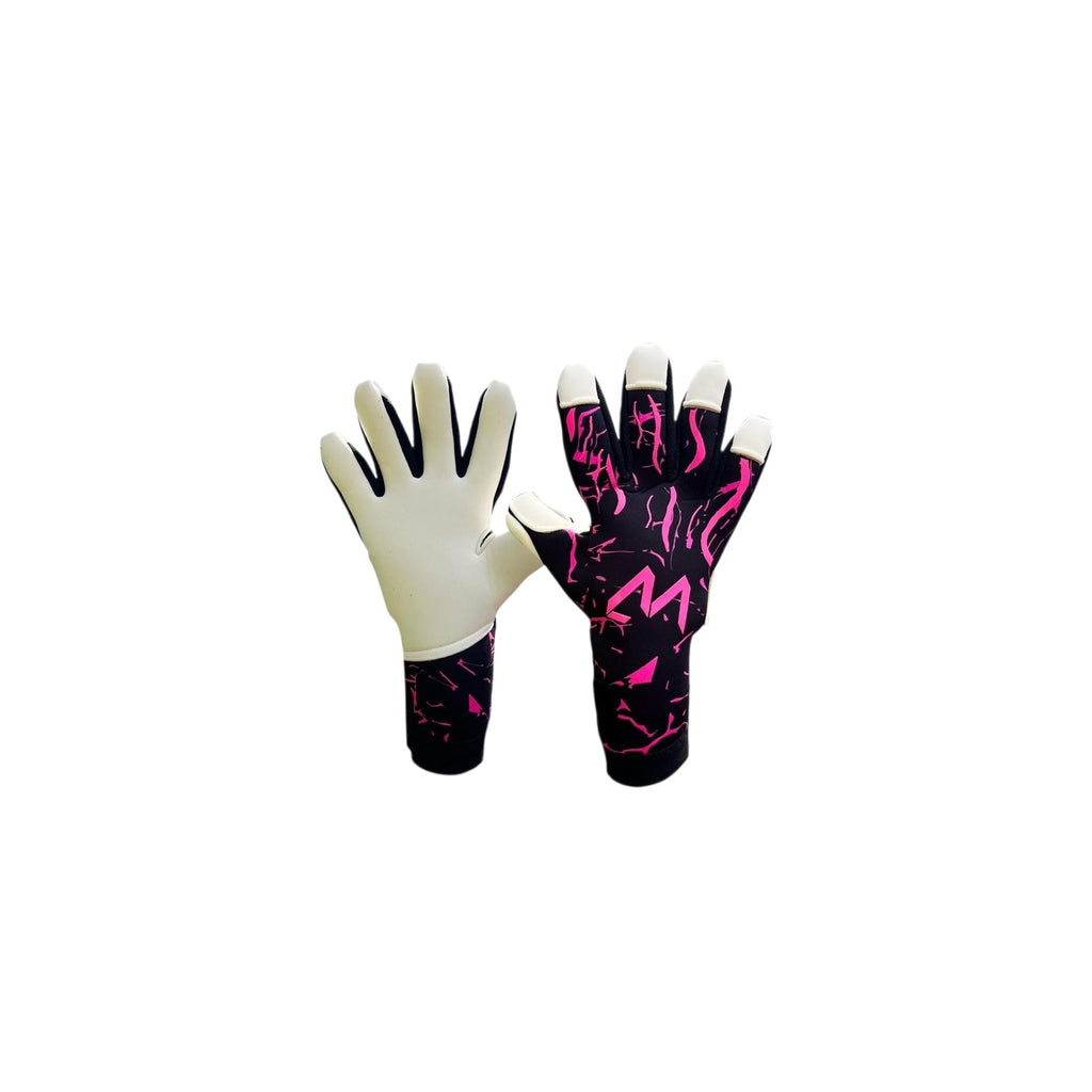 AM Galaksi 4.0 goalkeeper gloves black pink white negative cut palm and backhand – AM Gloves