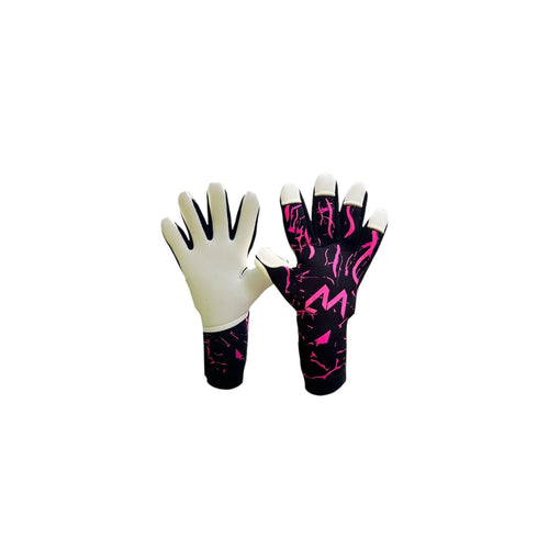 AM Galaksi 4.0 goalkeeper gloves black pink white negative cut palm and backhand – AM Gloves