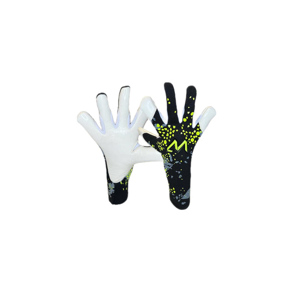 Revontulet K.S. 26 goalkeeper gloves black yellow grey negative cut palm and backhand – AM Gloves